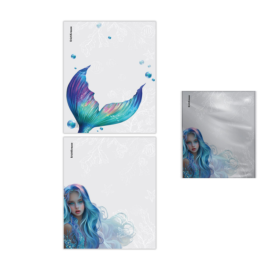 Набор пластиковых обложек ErichKrause Aquamarine, для тетрадей и дневников, Набор пластиковых обложек ErichKrause Aquamarine, для тетрадей и дневников,