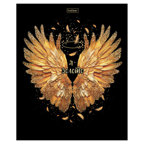 Тетрадь А5 48 л., HATBER, скоба, клетка, матовая ламинация, 3D-фольга, Крылья Тетрадь А5 48 л., HATBER, скоба, клетка, матовая ламинация, 3D-фольга, Крылья