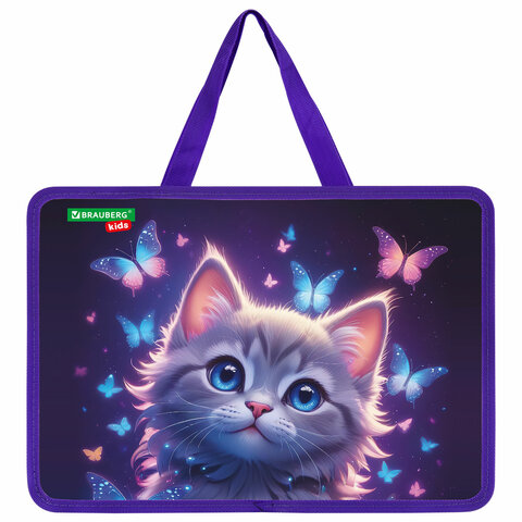 Папка на молнии с ручками BRAUBERG KIDS А4, 1 отделение, пластик, 100 мм,