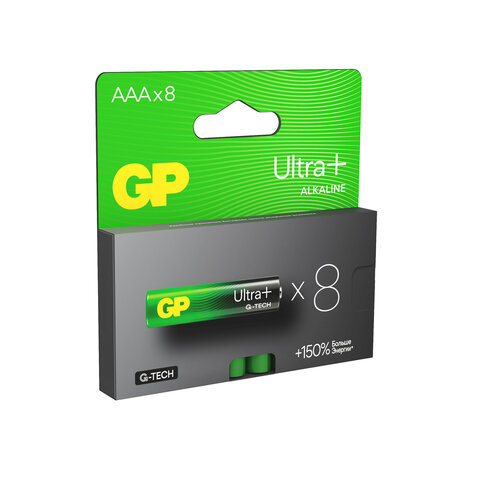 Батарейки КОМПЛЕКТ 8 шт., GP Ultra Plus G-Tech, AAA (LR03), алкалиновые, Батарейки КОМПЛЕКТ 8 шт., GP Ultra Plus G-Tech, AAA (LR03), алкалиновые,
