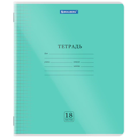 Тетрадь пластиковая обложка (прозрачная) 18 листов, клетка, BRAUBERG "Smart Тетрадь пластиковая обложка (прозрачная) 18 листов, клетка, BRAUBERG "Smart