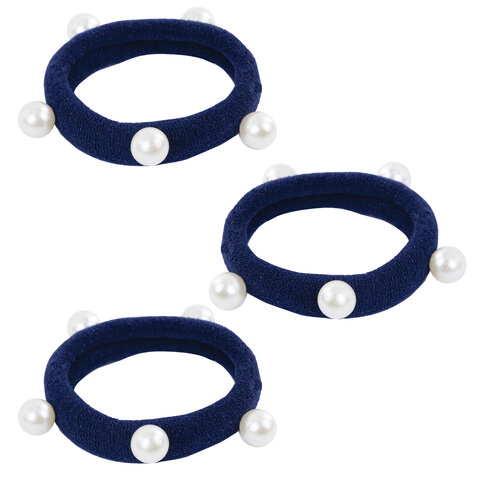 Резинки для волос НАБОР 3 шт., мягкие, средние, с бусинами, АССОРТИ, MONTE VITA