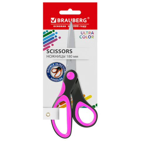 Ножницы BRAUBERG "ULTRA COLOR", 180 мм, эргономичные прорезиненные Ножницы BRAUBERG "ULTRA COLOR", 180 мм, эргономичные прорезиненные