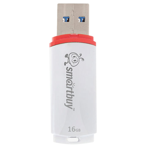 Флеш-диск 16 GB, SMARTBUY Crown, USB 2.0, белый, SB16GBCRW-W Флеш-диск 16 GB, SMARTBUY Crown, USB 2.0, белый, SB16GBCRW-W