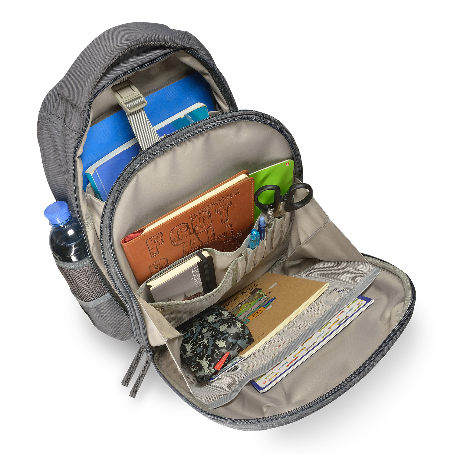 РЮКЗАК- ОБЛЕГЧЕННАЯ КАПСУЛА СЕРЫЙ С ЭРГОНОМИЧНОЙ СПИНКОЙ "BE HAPPY"