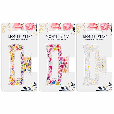 Краб для волос 8,5 см, прозрачный с рисунком, АССОРТИ, MONTE VITA (МОНТЕ ВИТА), Краб для волос 8,5 см, прозрачный с рисунком, АССОРТИ, MONTE VITA (МОНТЕ ВИТА),