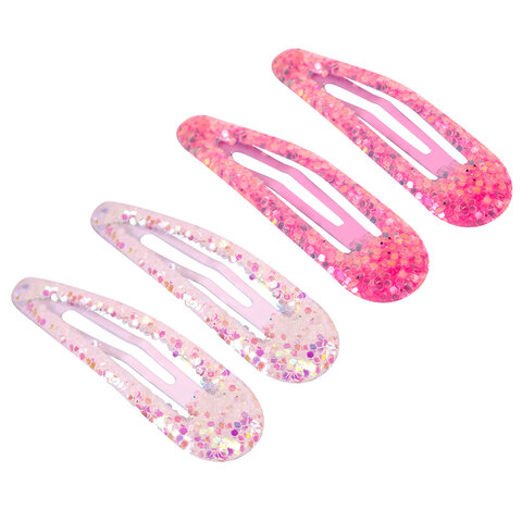 Заколки для волос НАБОР 4 шт, 5 см, клик-клак, с блестками, разные цвета MONTE Заколки для волос НАБОР 4 шт, 5 см, клик-клак, с блестками, разные цвета MONTE