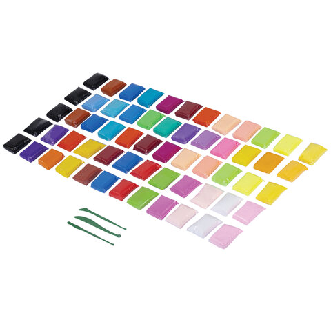 Пластилин супер лёгкий воздушный застывающий 60 штук (36 цветов + 2х12 базовых),