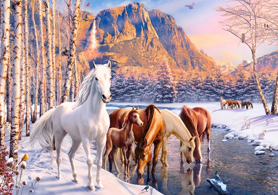 Лошади зимой в горах
