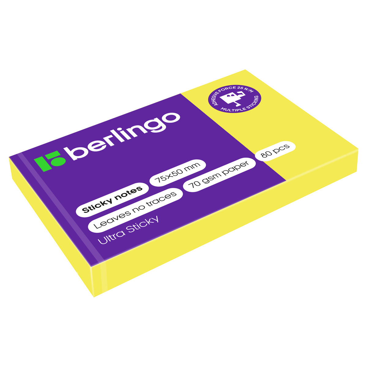 Самоклеящийся блок Berlingo "Ultra Sticky", 50*75мм, 80л, желтый неон. Самоклеящийся блок Berlingo "Ultra Sticky", 50*75мм, 80л, желтый неон.