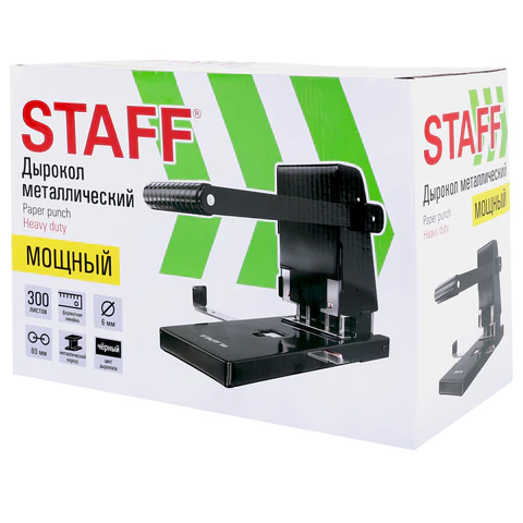 Дырокол металлический МОЩНЫЙ STAFF "Heavy duty ECO", до 300 листов,