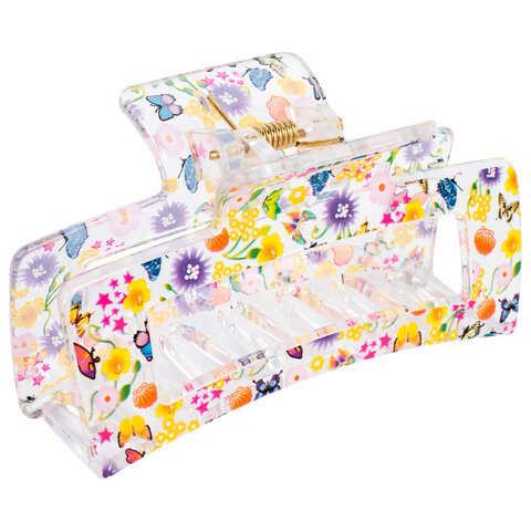 Краб для волос 8,5 см, прозрачный с рисунком, АССОРТИ, MONTE VITA (МОНТЕ ВИТА), Краб для волос 8,5 см, прозрачный с рисунком, АССОРТИ, MONTE VITA (МОНТЕ ВИТА),