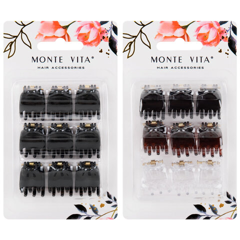 Крабы для волос НАБОР 9 шт., 1,5 см, глянцевый, АССОРТИ, MONTE VITA (МОНТЕ Крабы для волос НАБОР 9 шт., 1,5 см, глянцевый, АССОРТИ, MONTE VITA (МОНТЕ