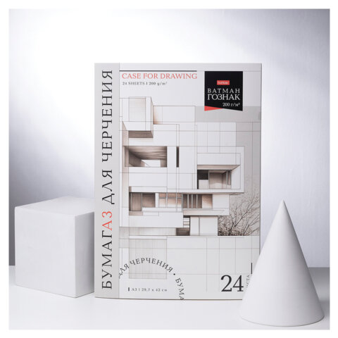 Папка для черчения БОЛЬШАЯ А3 297х420 мм, 24 л. 200 г/м2, без рамки, ватман