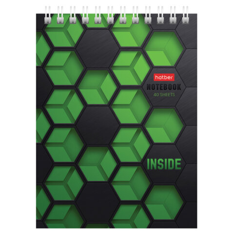 Блокнот МАЛЫЙ ФОРМАТ А6, 40 л., гребень, картон, клетка, HATBER,