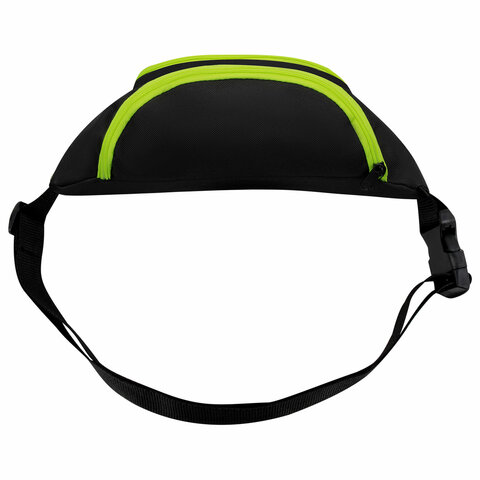 Сумка на пояс HEIKKI RIO (ХЕЙКИ), карман, регулируемый ремень, черная/салатовая,