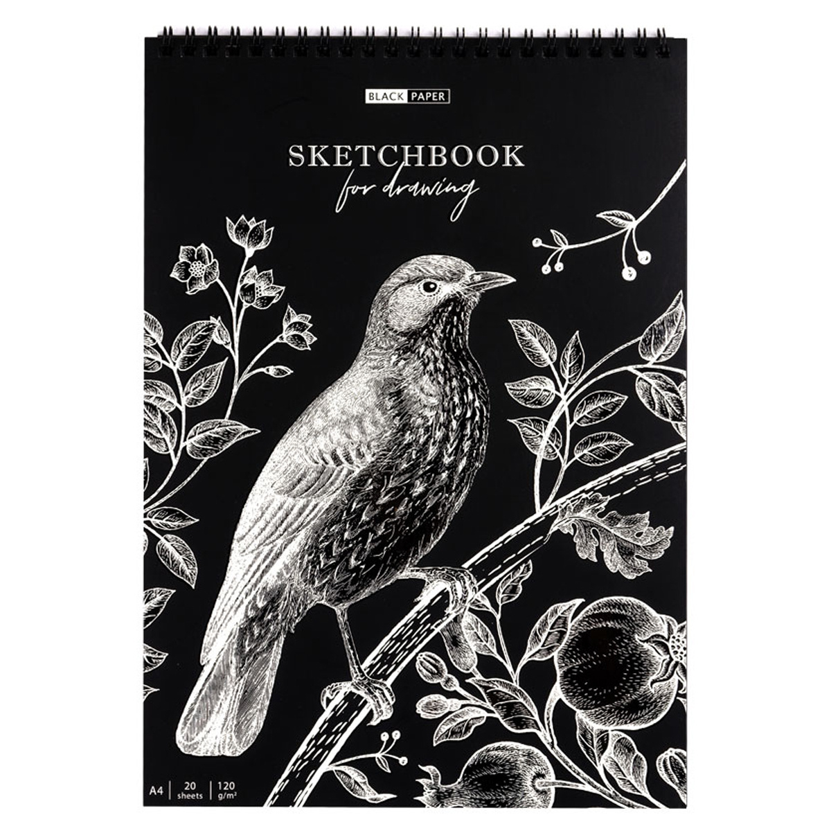 Скетчбук 20л., А4 ArtSpace "Black line. Bird", на гребне, 120г/м2, Скетчбук 20л., А4 ArtSpace "Black line. Bird", на гребне, 120г/м2,