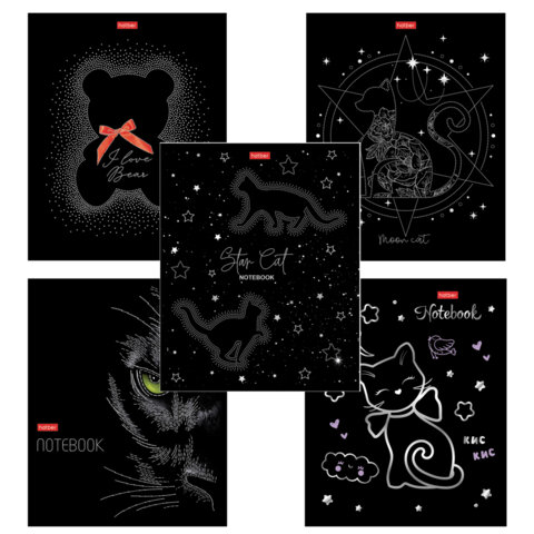 Тетрадь А5 48 л., HATBER скоба, клетка, матовая ламинация, 3D-фольга, Тетрадь А5 48 л., HATBER скоба, клетка, матовая ламинация, 3D-фольга,