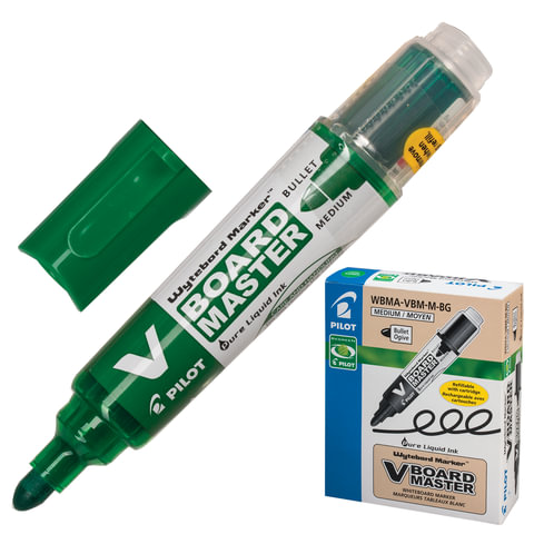Маркер стираемый для белой доски ЗЕЛЕНЫЙ, PILOT "V-BOARD MASTER", 4 Маркер стираемый для белой доски ЗЕЛЕНЫЙ, PILOT "V-BOARD MASTER", 4