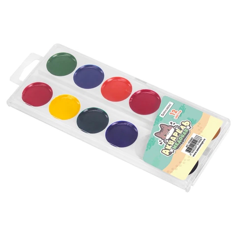 Краски акварельные BRAUBERG "МИЛЫЕ КОТЫ", медовые, 12 цветов, круглые