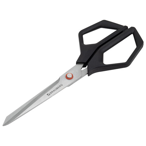 Ножницы BRAUBERG "Super black" 220 мм, черные, 3-сторонняя заточка,