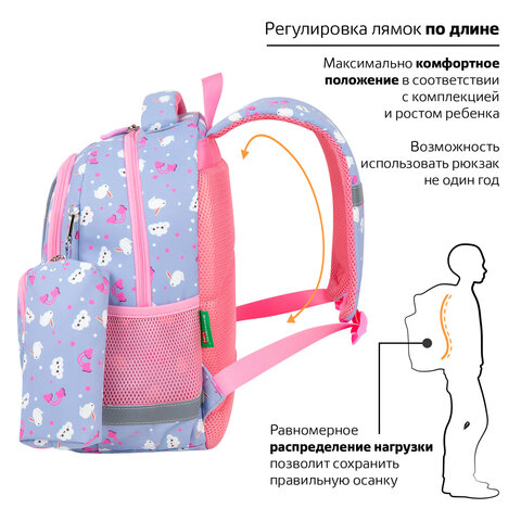 Рюкзак BRAUBERG KIDS SET, с пеналом в комплекте, 2 отделения, "Rainbow