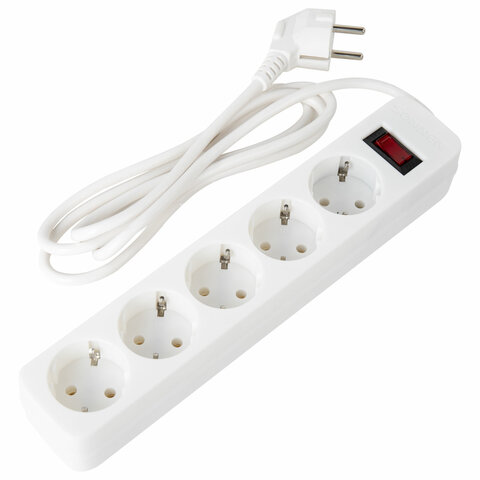 Сетевой фильтр SONNEN SPW-185, 5 розеток с заземлением, выключатель, 10 А, 1,8