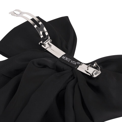 Заколка для волос баретте 25x41 см, с бантом и широкими хвостиками, чёрный, Заколка для волос баретте 25x41 см, с бантом и широкими хвостиками, чёрный,