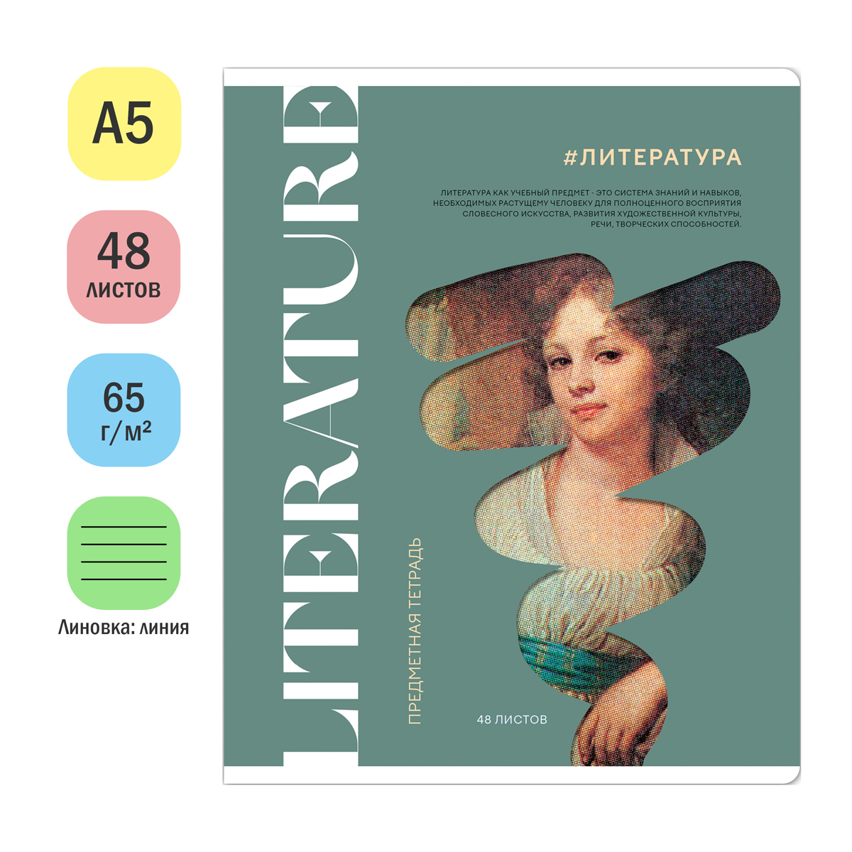 Тетрадь предметная 48л. ArtSpace "Коллаборация" - Литература, матовая