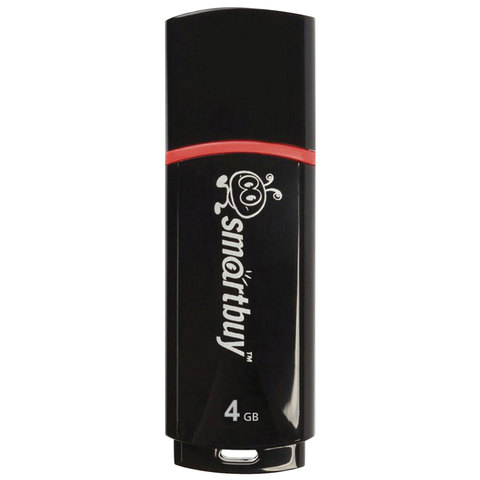 Флеш-диск 4 GB, SMARTBUY Crown, USB 2.0, черный, SB4GBCRW-K Флеш-диск 4 GB, SMARTBUY Crown, USB 2.0, черный, SB4GBCRW-K