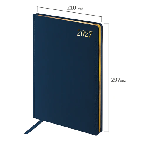 Ежедневник датированный 2027, БОЛЬШОЙ ФОРМАТ 210х297 мм, А4, BRAUBERG