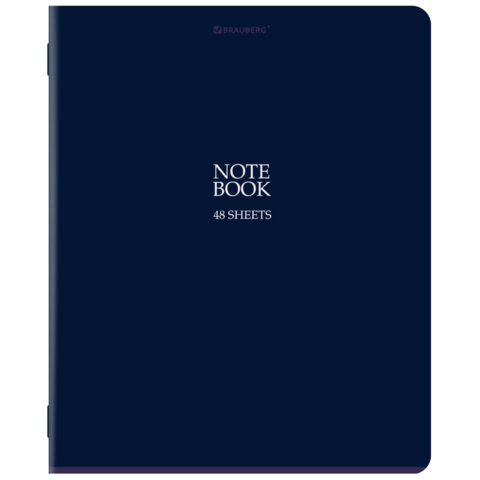 Тетрадь А5, 48 л., BRAUBERG, скоба, клетка, SoftTouch, "NoteBookMono",