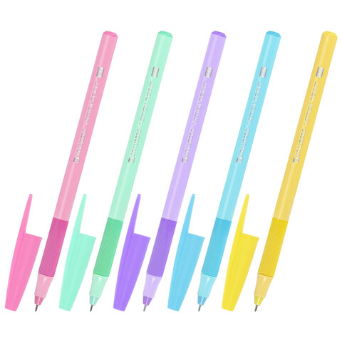 Ручка шариковая с грипом BRAUBERG "i-STICK POINT PASTEL", СИНЯЯ,