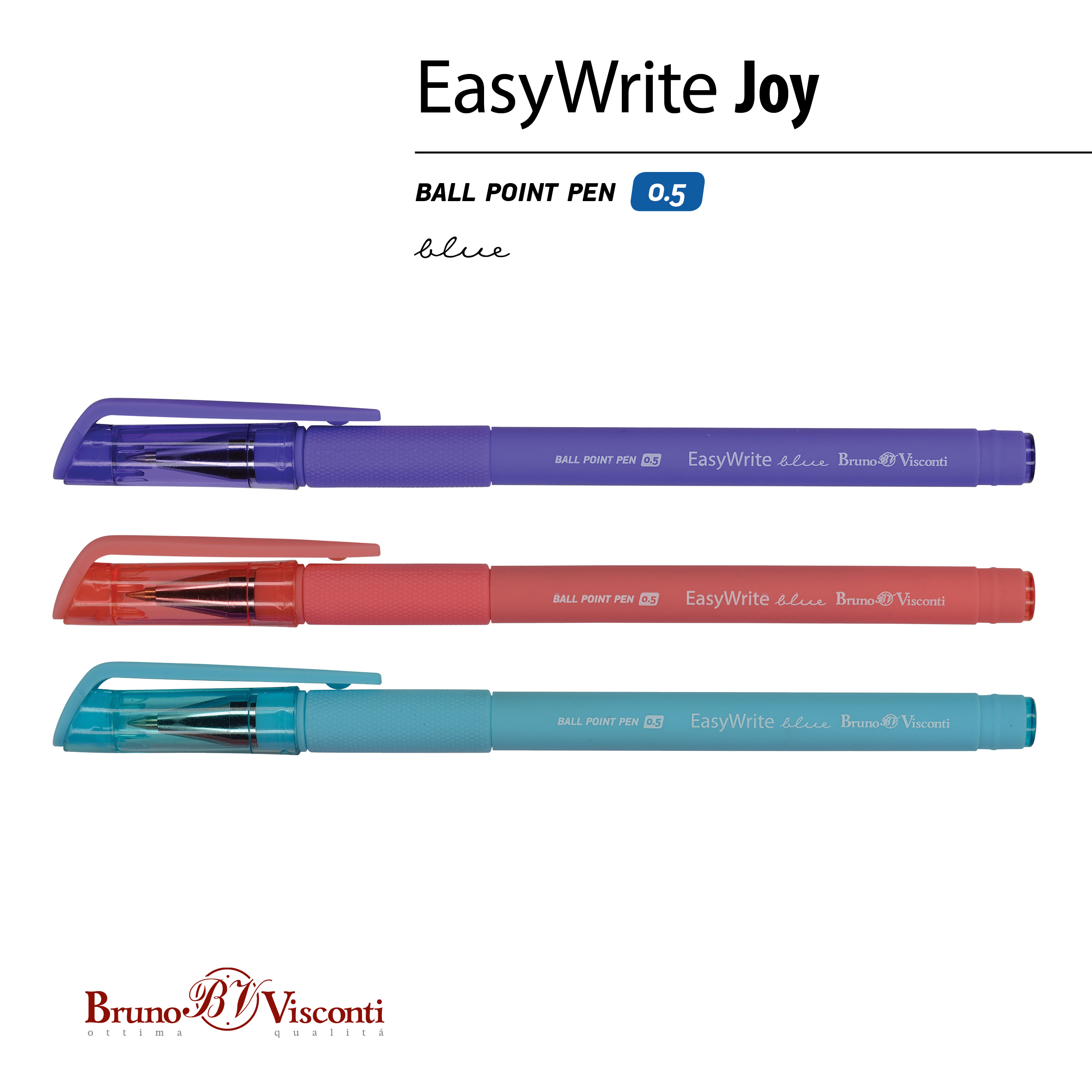 РУЧКА "EasyWrite.JOY" ШАРИКОВАЯ 0.5 ММ, СИНЯЯ (3 цвета корпуса)