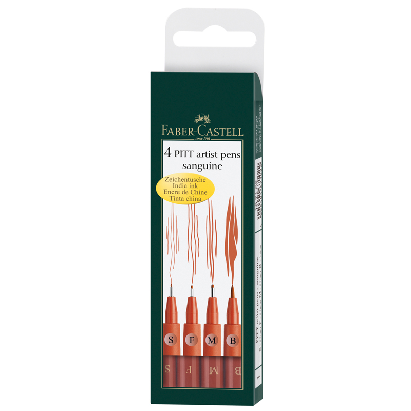 Набор капиллярных ручек Faber-Castell "Pitt Artist Pen" сангина, 4шт., Набор капиллярных ручек Faber-Castell "Pitt Artist Pen" сангина, 4шт.,