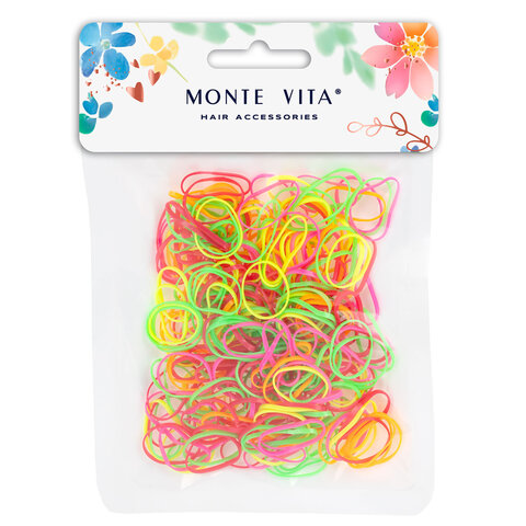 Резинки для волос НАБОР 250 шт., силиконовые, средние, разные цвета, MONTE VITA Резинки для волос НАБОР 250 шт., силиконовые, средние, разные цвета, MONTE VITA