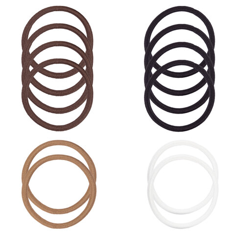 Резинки для волос НАБОР 12 шт., 0,45х14 см, чёрный, коричневый, бежевый, MONTE