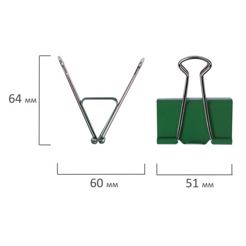 Зажимы для бумаг ОФИСМАГ, КОМПЛЕКТ 12 шт., 51 мм, на 230 листов, цветные,