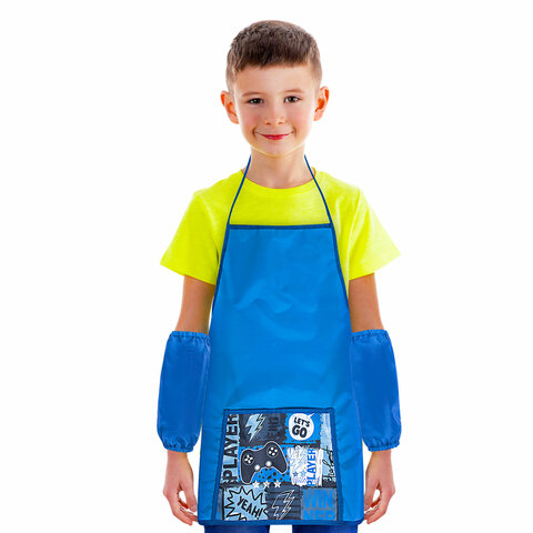 Накидка фартук с нарукавниками для труда ПИФАГОР, 1 карман, 46х54 см, Накидка фартук с нарукавниками для труда ПИФАГОР, 1 карман, 46х54 см,