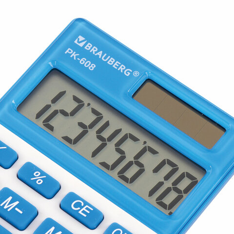 Калькулятор карманный BRAUBERG PK-608-BU (107x64 мм), 8 разрядов, двойное