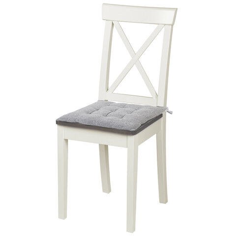 Подушка на стул "РОГОЖКА", 40x40 см, полиэстер, светло-серая, PRIMILA