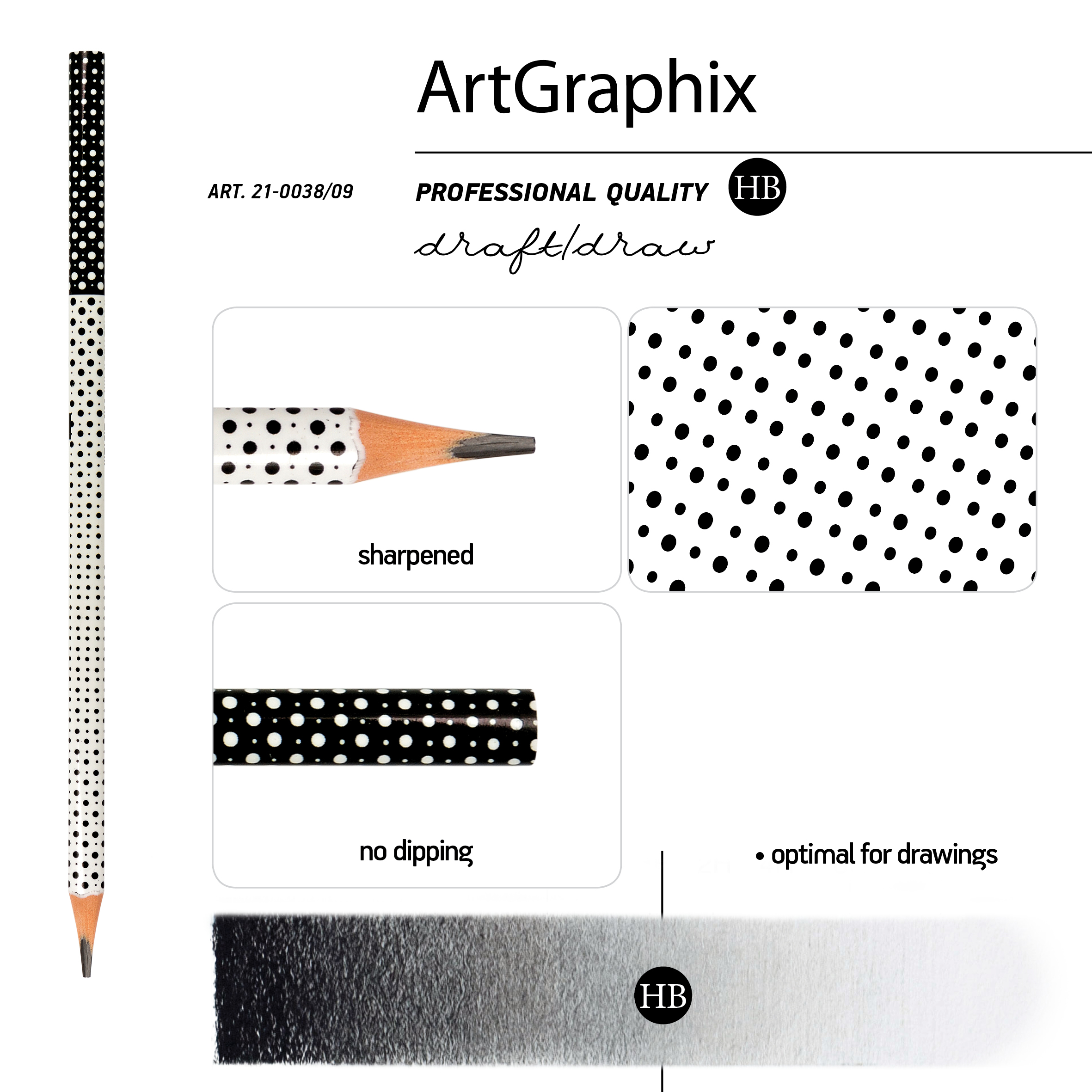КАРАНДАШ ЧЕРНОГРАФИТОВЫЙ "ArtGraphix. Точки" НВ (пластиковый корпус)