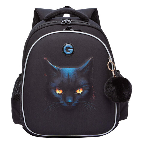 Ранец GRIZZLY анатомическая спинка, c брелоком, для девочек, "I'M