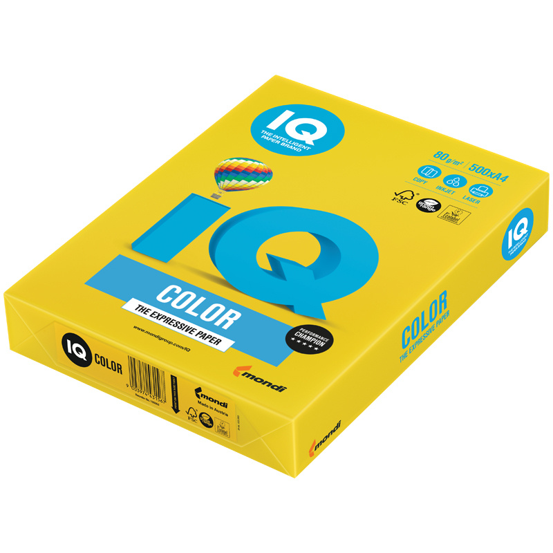 Бумага "IQ Color intensive" А4, 80г/м2, 500л. (ярко-жёлтый): IG50 Бумага "IQ Color intensive" А4, 80г/м2, 500л. (ярко-жёлтый): IG50