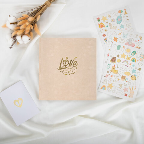 Фотоальбом-анкета детский 23х25 см, 32 листа, стикеры, открытка, конверт, Фотоальбом-анкета детский 23х25 см, 32 листа, стикеры, открытка, конверт,