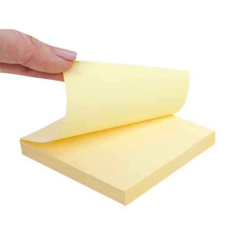 Блок самоклеящийся (стикеры) STAFF STANDARD, ПАСТЕЛЬНЫЙ 76х76 мм, желтый, 100