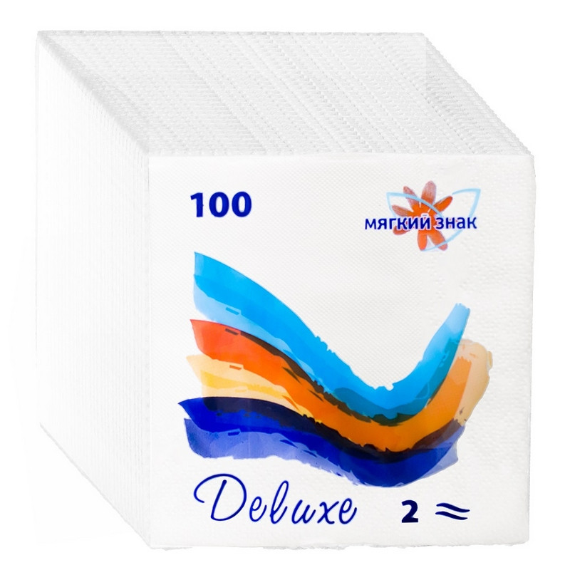 Мягкое 100. Салфетки бумажные мягкий знак Deluxe 2 слоя 24х24 см, 100шт. Мягкий знак салфетки 2-х слойные Deluxe 100 шт. Салфетки бумажные мягкий знак 24x24 см белые 2-слойные 100 штук в упаковке. Салфетки мягкий знак Deluxe 24 х 24 см.