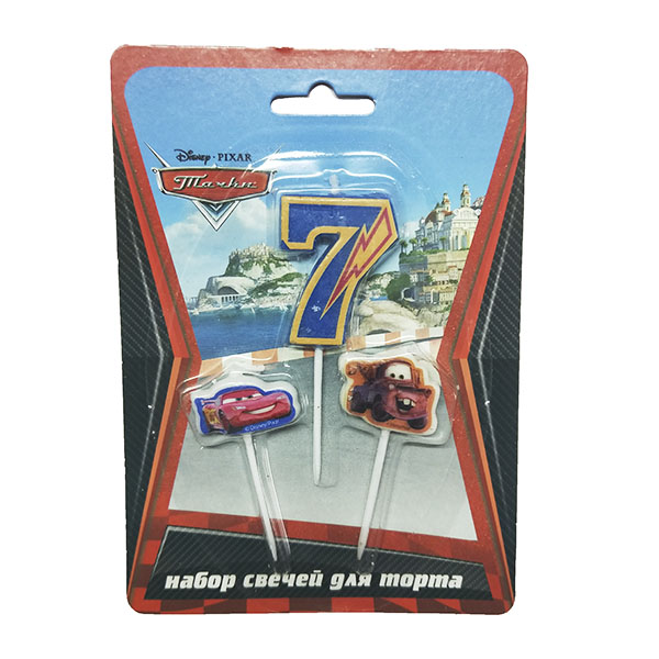 Свечи для торта Дисней Тачки (цифра 7, тачки 2 шт) Свечи для торта Дисней Тачки (цифра 7, тачки 2 шт)