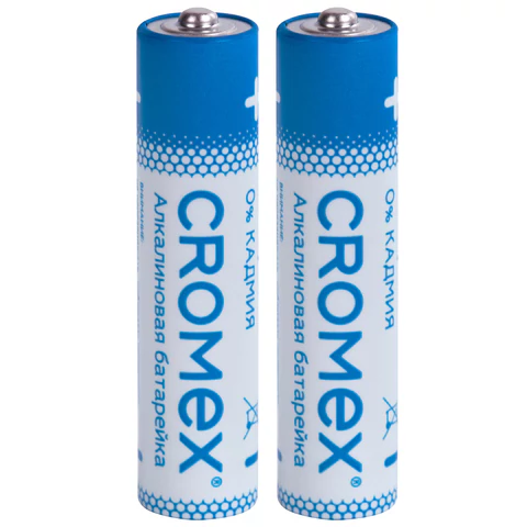 Батарейки алкалиновые "мизинчиковые" КОМПЛЕКТ 2 шт., CROMEX (КРОМЕКС)