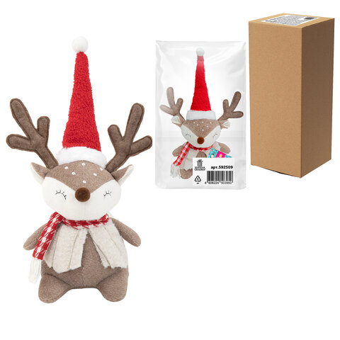 Украшение новогоднее интерьерное 40 см "Забавный оленёнок", полиэстер, Украшение новогоднее интерьерное 40 см "Забавный оленёнок", полиэстер,